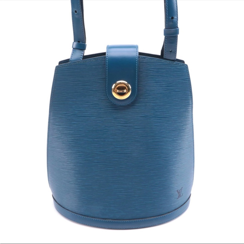 Louis Vuitton Cluny Bucket Bag Toledo Blue EPI Leather and Smooth Leather Trim